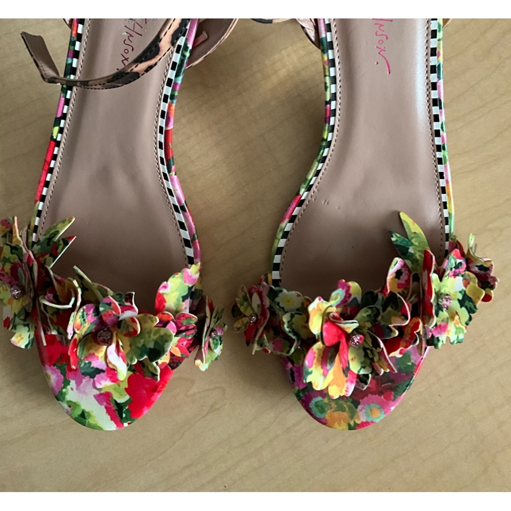 Betsey Johnson Floral Peep-Toe Slingback Heels in Multicolor